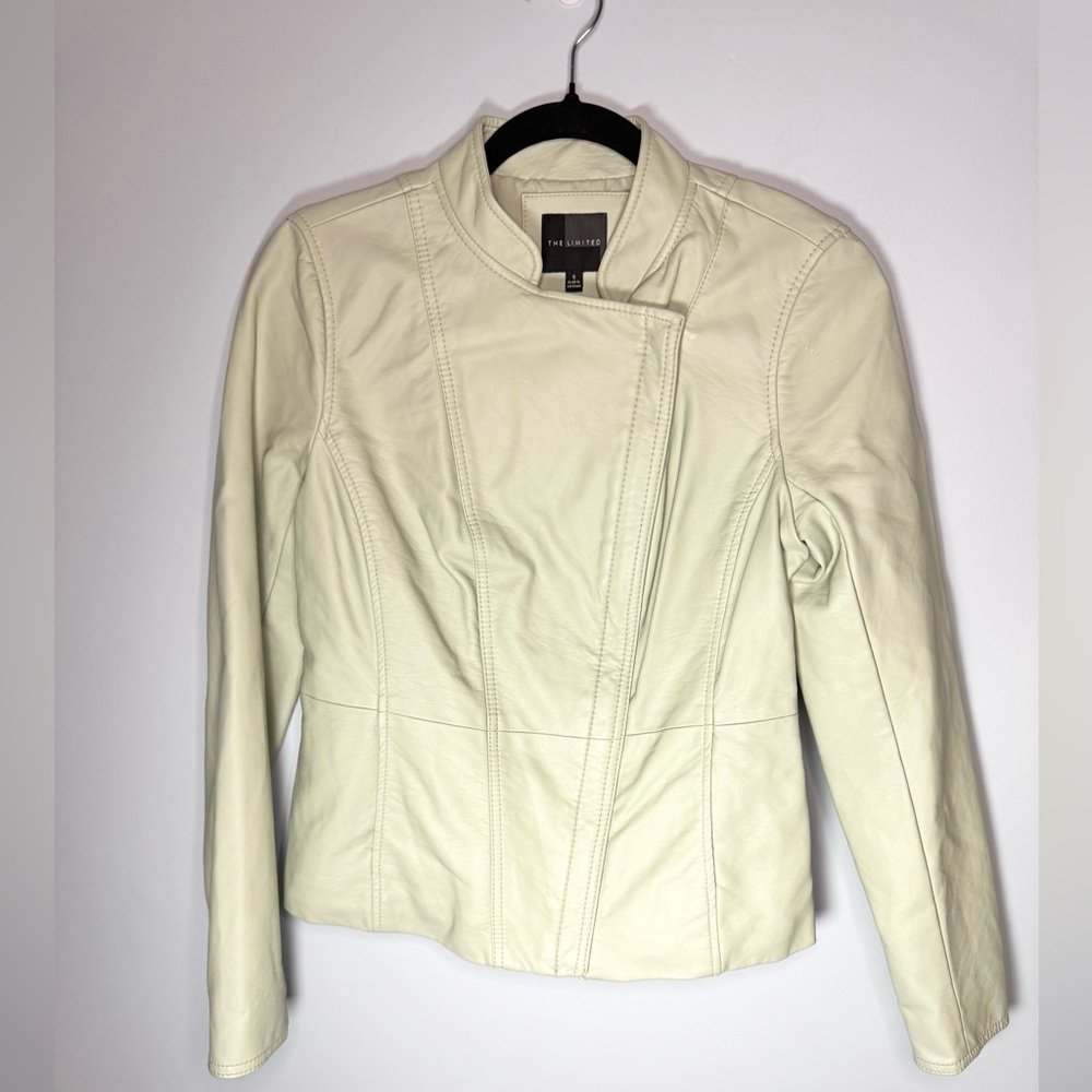 Vintage The Limited Mint Green Faux Leather Moto Jacket